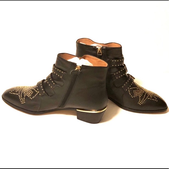 Black Leather Boots Stud Design - Picture 2 of 7